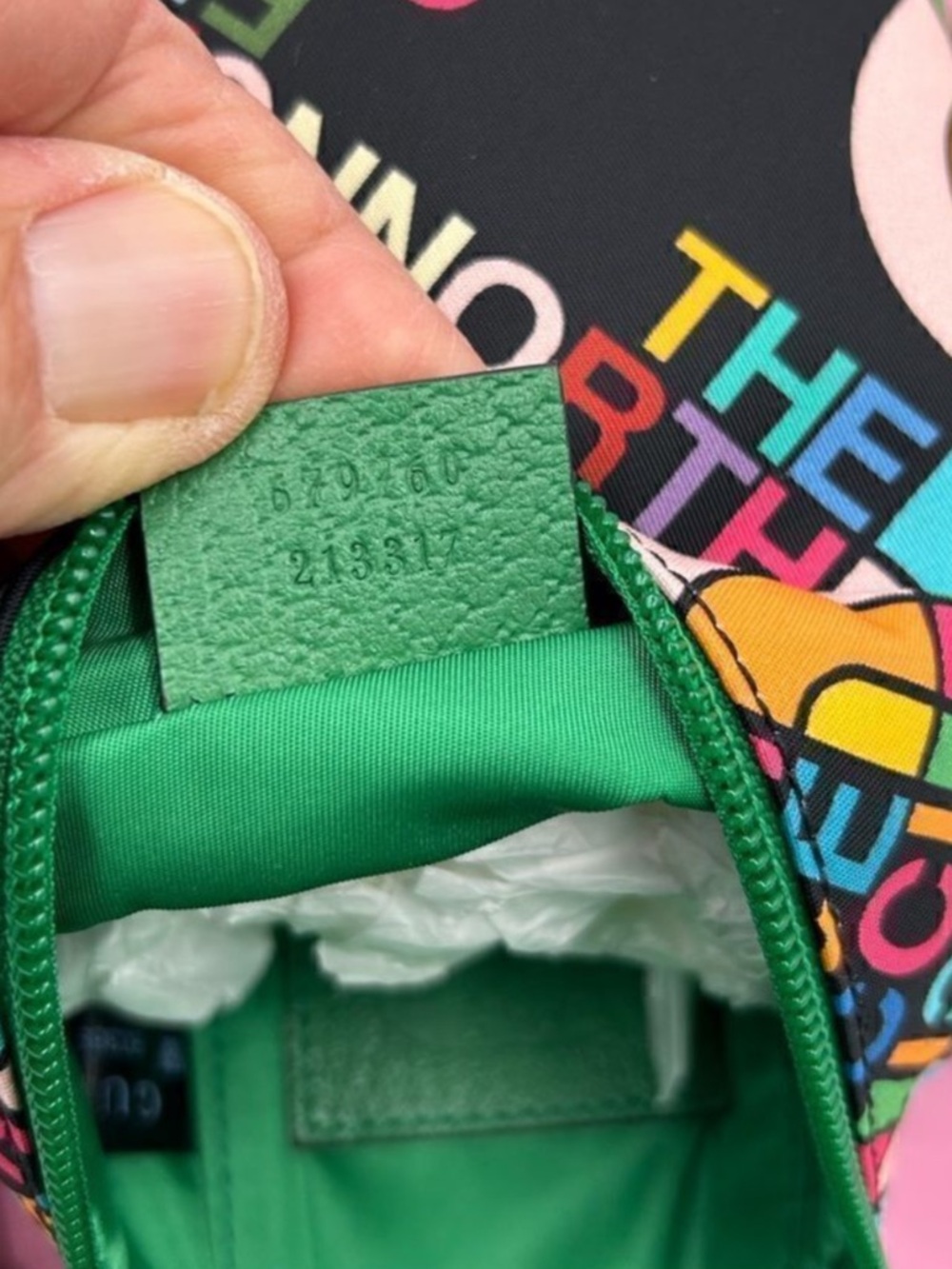 Gucci x Northface Multicolor Logo Barrel Crossbody Bag with Green Strap - Picture 7 of 9